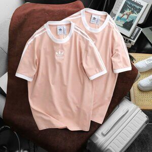 Adidas Classics Original 3 Stripes Tee Shirt Trefoil Retro Men Peach Brand New